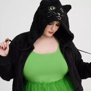 ♥️NWT TORRID HALLOWEEN FUZZY CAT HOODIE POCKETS SWEATSHIRT COSTUME - PLUS SIZE